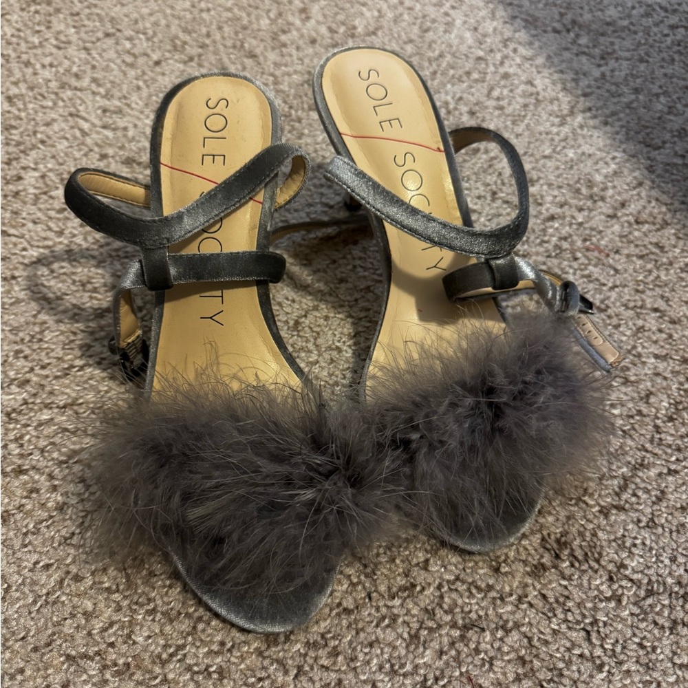 Sole Society Silver Gray Lindzay Ankle-Strap Heels - Picture 2 of 2